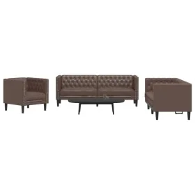 Juego de sofás Chesterfield 3 piezas cuero