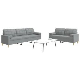 Juego de sofás con cojines 2 piezas tela gris claro by , Sofas - Ref: Foro24-3278335, Price: 493,95 €, Discount: %