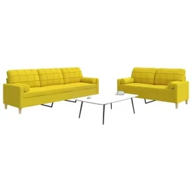 Juego de sofás con cojines 2 piezas tela amarillo claro von , Sofas - Ref: Foro24-3278340, Preis: 509,86 €, Rabatt: %
