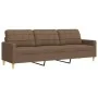 Juego de sofás 4 pzas con reposapiés y cojines tela marrón by , Sofas - Ref: Foro24-3278314, Price: 700,58 €, Discount: %