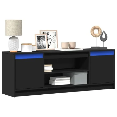 Mueble de TV con LED madera de ingeniería negro 139,5x34x50 cm von , TV-Möbel - Ref: Foro24-852195, Preis: 130,20 €, Rabatt: %
