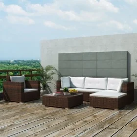 Set muebles de jardín 6 piezas y cojines ratán sintético marrón von , Gartensets - Ref: Foro24-41873, Preis: 592,34 €, Rabatt: %