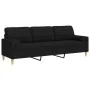 Sofá de 3 plazas con cojines tela negro 210 cm by , Sofas - Ref: Foro24-3278205, Price: 336,33 €, Discount: %