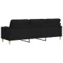 Sofá de 3 plazas con cojines tela negro 210 cm by , Sofas - Ref: Foro24-3278205, Price: 336,33 €, Discount: %