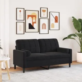 Sofá de 2 plazas con cojines terciopelo negro 140 cm by , Sofas - Ref: Foro24-3278224, Price: 220,05 €, Discount: %