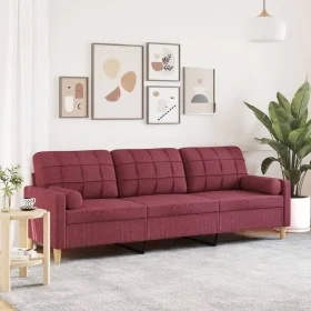 Sofá de 3 plazas con cojines tela rojo tinto 210 cm von , Sofas - Ref: Foro24-3278207, Preis: 353,02 €, Rabatt: %