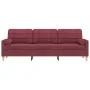 Sofá de 3 plazas con cojines tela rojo tinto 210 cm by , Sofas - Ref: Foro24-3278207, Price: 353,02 €, Discount: %