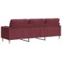 Sofá de 3 plazas con cojines tela rojo tinto 210 cm by , Sofas - Ref: Foro24-3278207, Price: 353,02 €, Discount: %