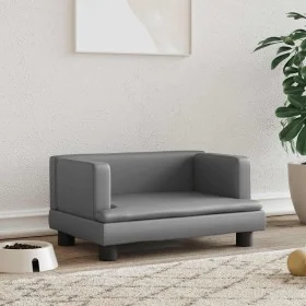 Cama para perros de cuero sintético gris 60x40x30 cm de , Camas para perros - Ref: Foro24-171916, Precio: 59,29 €, Descuento: %
