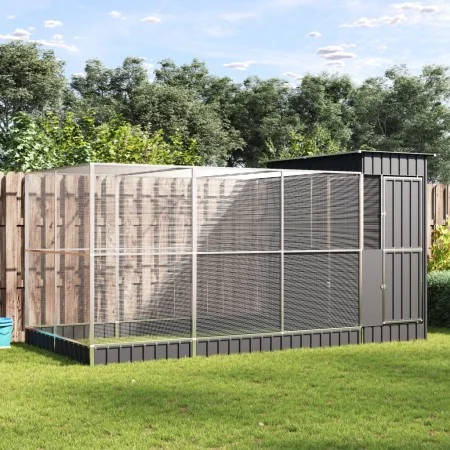 Pajarera con extensión acero plateado 416x203x216 cm by , Feet and bird cages - Ref: Foro24-3214258, Price: 684,82 €, Discoun...