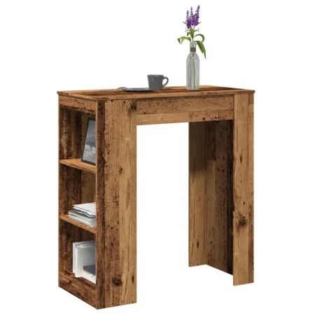 Mesa alta con estantes madera envejecida 95x47x103,5 cm by , Kitchen and dining tables - Ref: Foro24-854389, Price: 81,15 €, ...