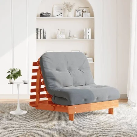 Futón sofá cama con colchón madera maciza marrón 80x206x11 cm | Foro24.es | Tu tienda online para hogar, jardín y más Foro24.es