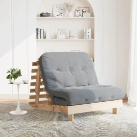 Futón sofá cama con colchón madera maciza de pino 100x206x11 cm by , Futones - Ref: Foro24-846766, Price: 223,31 €, Discount: %