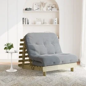 Futón sofá cama con colchón madera impregnada pino 100x206x11cm by , Futones - Ref: Foro24-846770, Price: 236,71 €, Discount: %