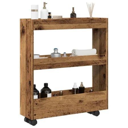 Carro de almacenaje estrecho 3 niveles madera envejecida by , Kitchen and dining carts - Ref: Foro24-855248, Price: 56,12 €, ...