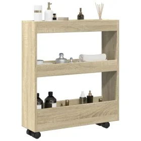 Carro de almacenaje estrecho 3 niveles madera roble Sonoma by , Kitchen and dining carts - Ref: Foro24-855243, Price: 57,12 €...