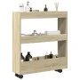 Carro de almacenaje estrecho 3 niveles madera roble Sonoma by , Kitchen and dining carts - Ref: Foro24-855243, Price: 57,12 €...