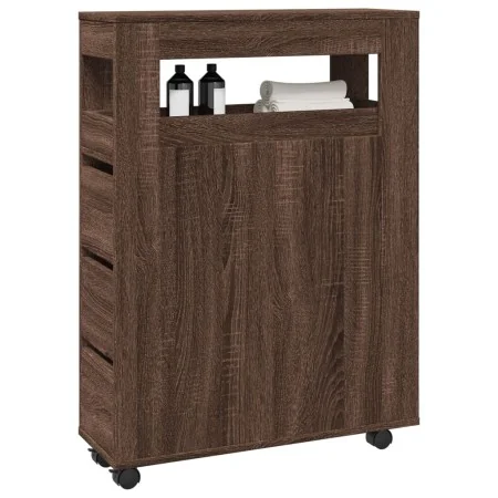 Armario de baño estrecho con ruedas madera marrón roble | Foro24.es | Tu tienda online para hogar, jardín y más Foro24.es