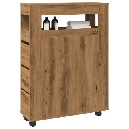 Armario de baño estrecho con ruedas madera roble artisian by , Lockers and storage cabinets - Ref: Foro24-855276, Price: 122,...