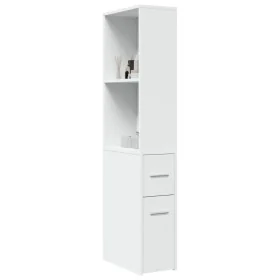 Armario de baño estrecho con ruedas madera de ingeniería blanco by , Lockers and storage cabinets - Ref: Foro24-855295, Price...