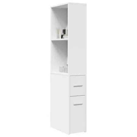 Armario de baño estrecho con ruedas madera de ingeniería blanco von , Schließfächer und Lagerschränke - Ref: Foro24-855295, P...