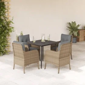Set comedor de jardín 5 pzas con cojines ratán sintético beige von , Gartensets - Ref: Foro24-3211977, Preis: 494,37 €, Rabat...