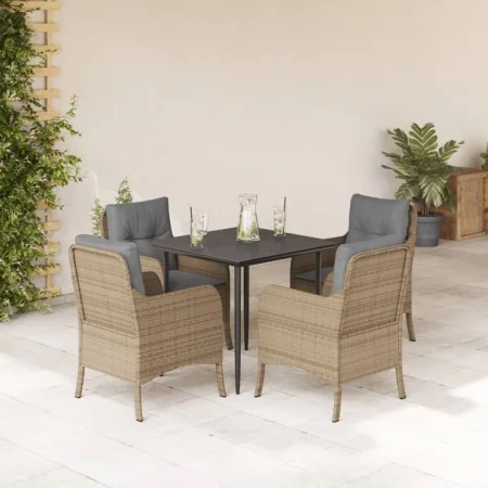 Set comedor de jardín 5 pzas con cojines ratán sintético beige de , Conjuntos de jardín - Ref: Foro24-3211977, Precio: 494,37...