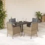 Set comedor de jardín 5 pzas con cojines ratán sintético beige de , Conjuntos de jardín - Ref: Foro24-3211977, Precio: 494,37...