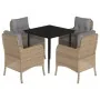 Set comedor de jardín 5 pzas con cojines ratán sintético beige de , Conjuntos de jardín - Ref: Foro24-3211977, Precio: 494,37...