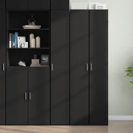 Aparador de madera de ingeniería negro 30x42,5x185 cm by , Sideboards - Ref: Foro24-3281393, Price: 140,80 €, Discount: %