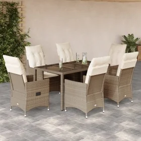 Set comedor de jardín 7 pzas con cojines ratán sintético beige by , Garden sets - Ref: Foro24-3276803, Price: 786,22 €, Disco...