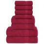 Juego de toallas 8 piezas 100% algodón burdeos 360 gsm by , Toallas de baño y manoplas - Ref: Foro24-137064, Price: 36,95 €, ...