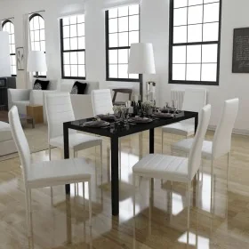 Juego de mesa de comedor de 7 piezas en blanco y negro von , Möbelsets für Küchen und Esszimmer - Ref: Foro24-281913, Preis: ...