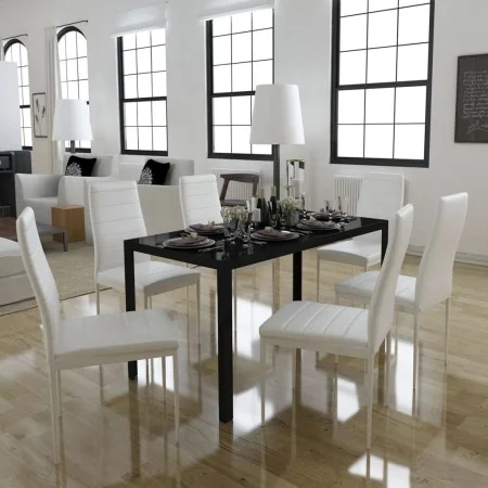 Juego de mesa de comedor de 7 piezas en blanco y negro by , Furniture sets for kitchens and dining rooms - Ref: Foro24-281913...