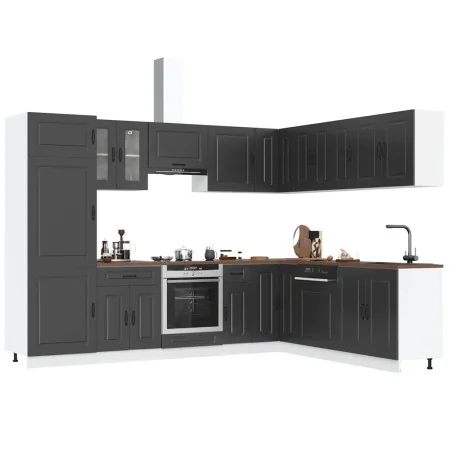 Mueble de cocina Kalmar negra 14 piezas madera contrachapada by , Kitchen cabinets - Ref: Foro24-3314972, Price: 994,54 €, Di...