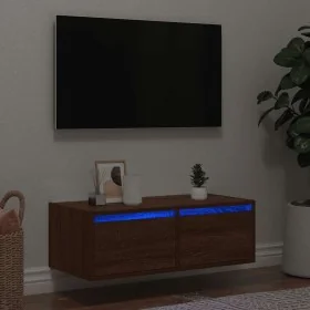 Mueble de TV con luces LED roble marrón 75x35,5x25 cm von , TV-Möbel - Ref: Foro24-860235, Preis: 72,35 €, Rabatt: %