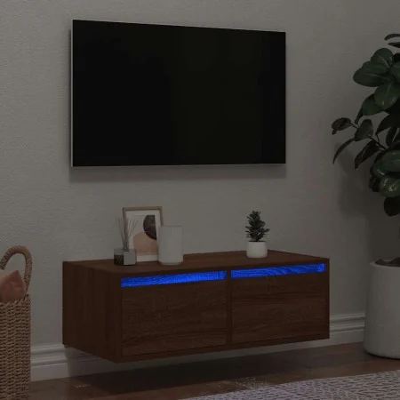 Mueble de TV con luces LED roble marrón 75x35,5x25 cm von , TV-Möbel - Ref: Foro24-860235, Preis: 72,35 €, Rabatt: %