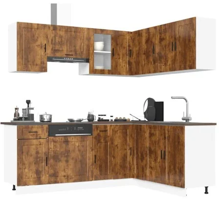 Mueble cocina Porto roble ahumado 11 pzas madera contrachapada de , Armarios de cocina - Ref: Foro24-3314966, Precio: 689,82 ...