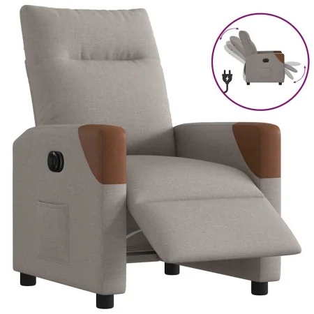 Sillón reclinable eléctrico tela gris taupé by , Armchairs - Ref: Foro24-3323995, Price: 251,27 €, Discount: %