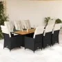Set de comedor de jardín 9 pzas y cojines ratán sintético negro | Foro24.es | Tu tienda online para hogar, jardín y más Foro24.es