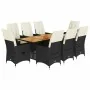 Set de comedor de jardín 9 pzas y cojines ratán sintético negro | Foro24.es | Tu tienda online para hogar, jardín y más Foro24.es