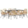 Juego comedor jardín 9 pzas cojines ratán sintético marrón by , Garden sets - Ref: Foro24-3334477, Price: 751,88 €, Discount: %