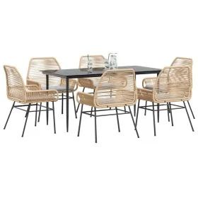 Juego de comedor de jardín 7 pzas con cojines ratán PE marrón by , Garden sets - Ref: Foro24-3334475, Price: 575,95 €, Discou...