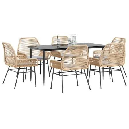 Juego de comedor de jardín 7 pzas con cojines ratán PE marrón de , Conjuntos de jardín - Ref: Foro24-3334475, Precio: 513,60 ...