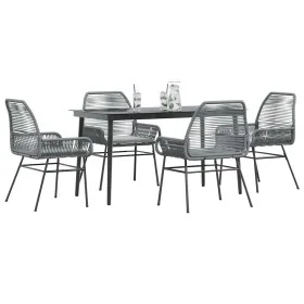 Juego comedor jardín 5 pzas cojines ratán sintético vidrio gris von , Gartensets - Ref: Foro24-3334480, Preis: 395,79 €, Raba...