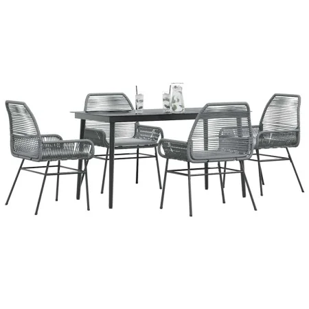 Juego comedor jardín 5 pzas cojines ratán sintético vidrio gris by , Garden sets - Ref: Foro24-3334480, Price: 395,79 €, Disc...