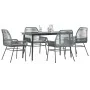 Juego comedor jardín 5 pzas cojines ratán sintético vidrio gris by , Garden sets - Ref: Foro24-3334480, Price: 395,79 €, Disc...