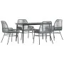 Juego comedor jardín 5 pzas cojines ratán sintético vidrio gris by , Garden sets - Ref: Foro24-3334480, Price: 395,79 €, Disc...