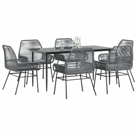 Juego comedor jardín 7 pzas cojines ratán sintético vidrio gris by , Garden sets - Ref: Foro24-3334482, Price: 545,00 €, Disc...