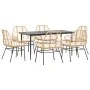Juego de comedor de jardín 7 pzas con cojines ratán PE marrón by , Garden sets - Ref: Foro24-3334461, Price: 493,97 €, Discou...